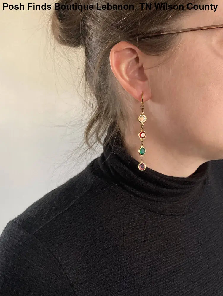 Multi Color Jewel Crystal Bead Huggie Hoops Earrings - Posh Finds