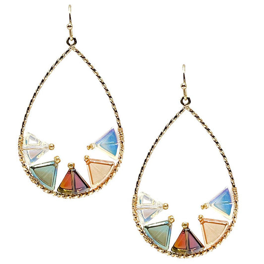 Multi Crystal Open Teardrop 1.5" Earring - Posh Finds