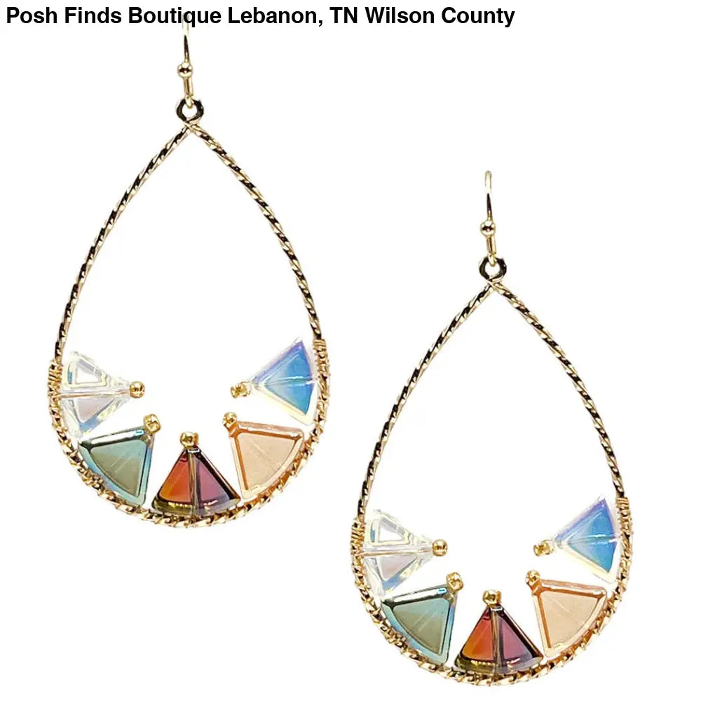 Multi Crystal Open Teardrop 1.5" Earring - Posh Finds