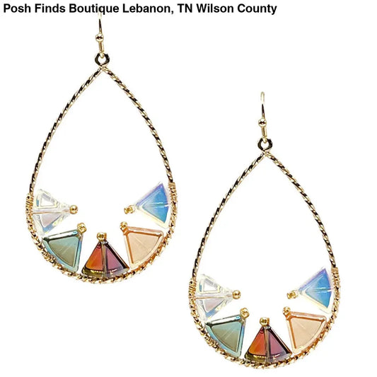 Multi Crystal Open Teardrop 1.5" Earring - Posh Finds