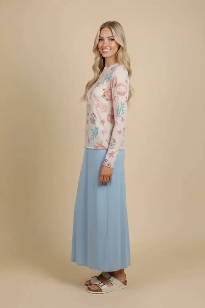 MULTI PATTERN LONG SLEEVE MESH TOP: MULTICOLOR PAISLEY - Posh Finds