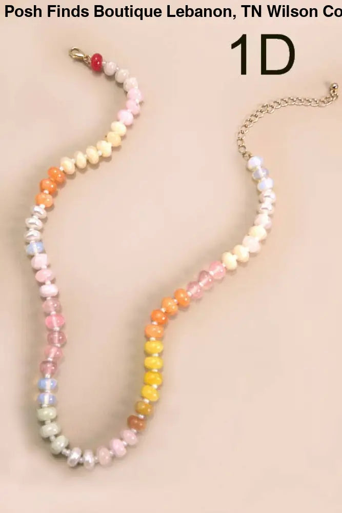NATURAL AGATE GLASS SEMI PRECIOUS BEAD NECKLACE |  1A - Posh Finds