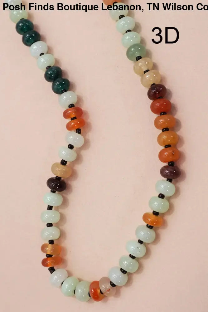 NATURAL AGATE GLASS SEMI PRECIOUS BEAD NECKLACE |  1A - Posh Finds