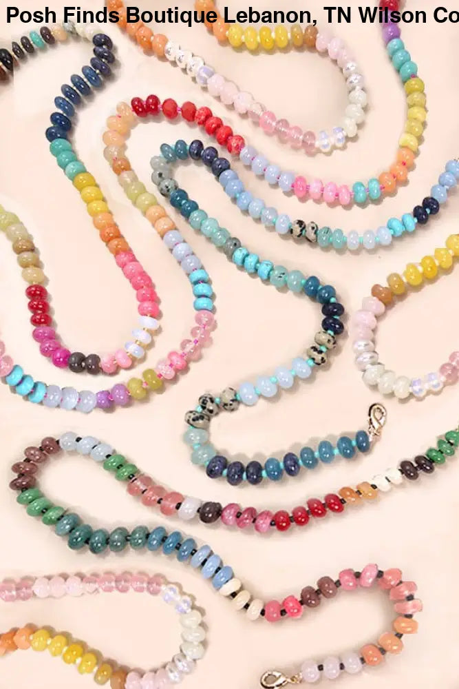 NATURAL AGATE GLASS SEMI PRECIOUS BEAD NECKLACE |  1A - Posh Finds