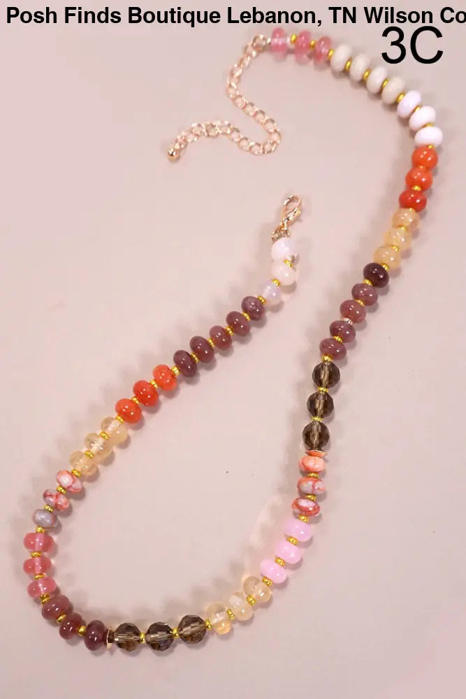 NATURAL AGATE GLASS SEMI PRECIOUS BEAD NECKLACE |  1A - Posh Finds