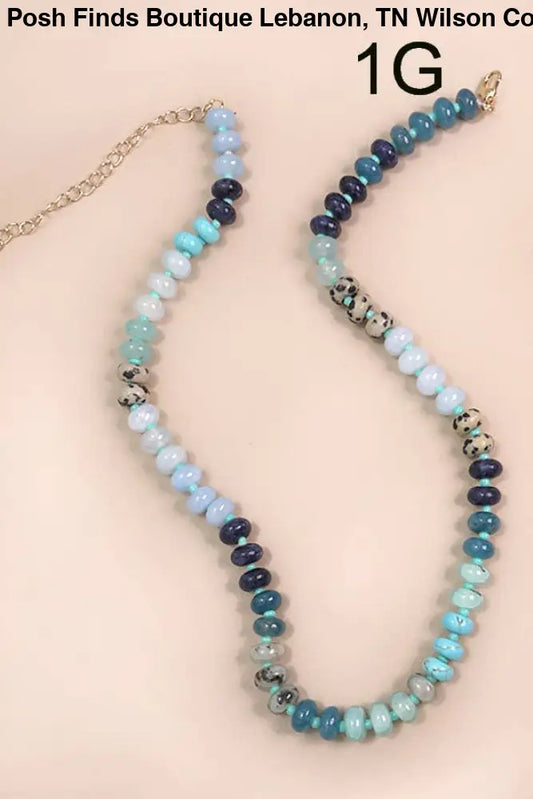 NATURAL AGATE GLASS SEMI PRECIOUS BEAD NECKLACE | 1G - Posh Finds