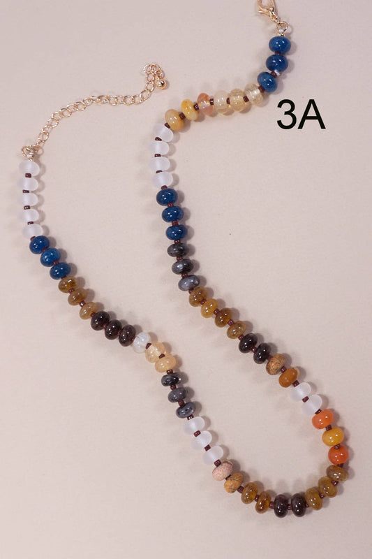 NATURAL AGATE GLASS SEMI PRECIOUS BEAD NECKLACE |  3A - Posh Finds