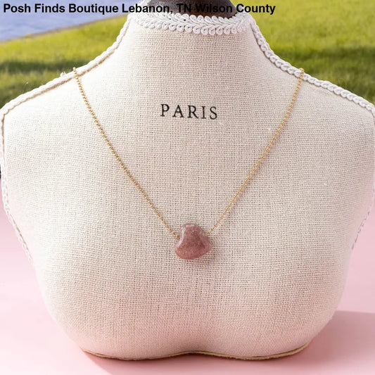 NATURAL STONE SEMI PRECIOUS HEART NECKLACE |: Amethyst - Posh Finds