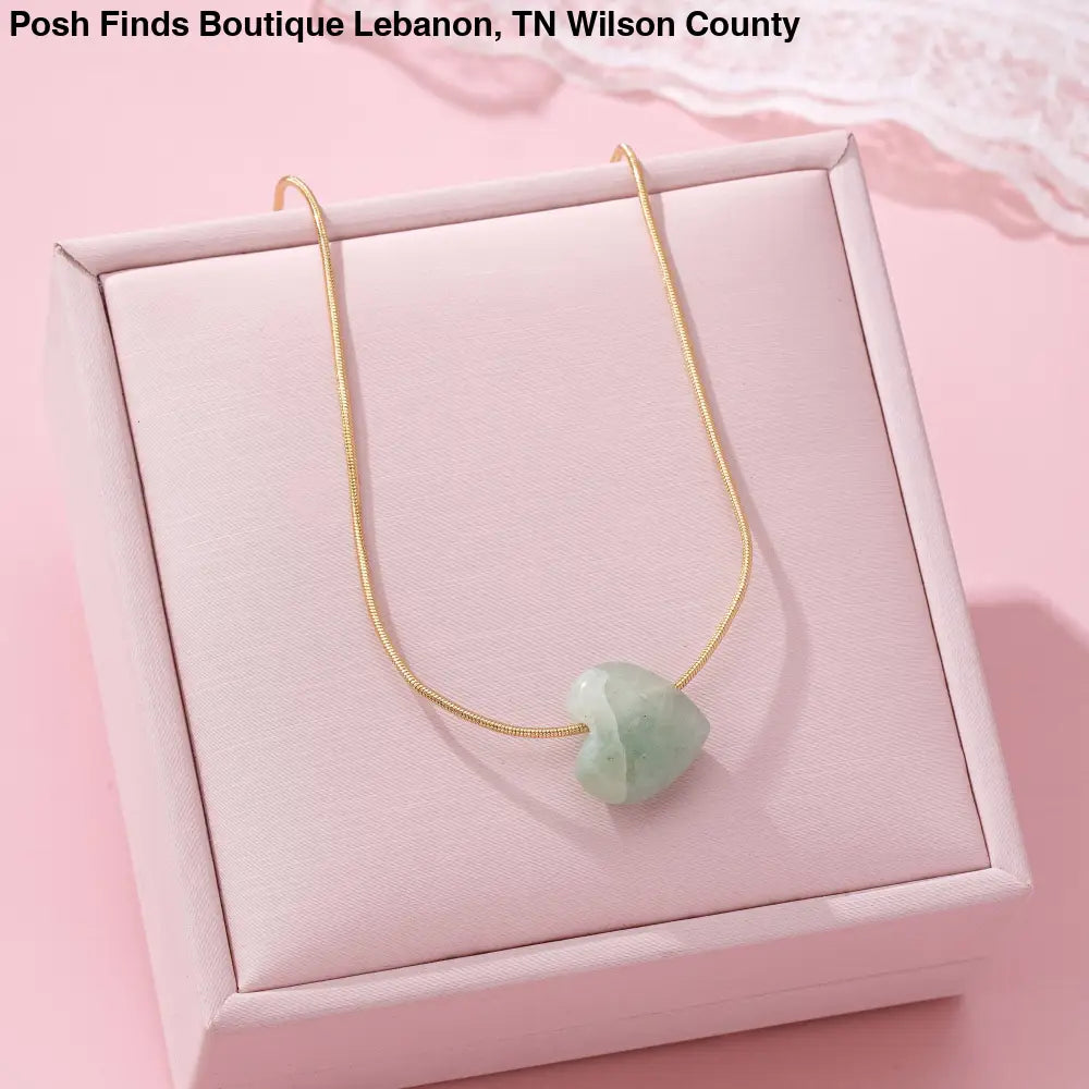 NATURAL STONE SEMI PRECIOUS HEART NECKLACE |: CHERRY QUARTZ - Posh Finds