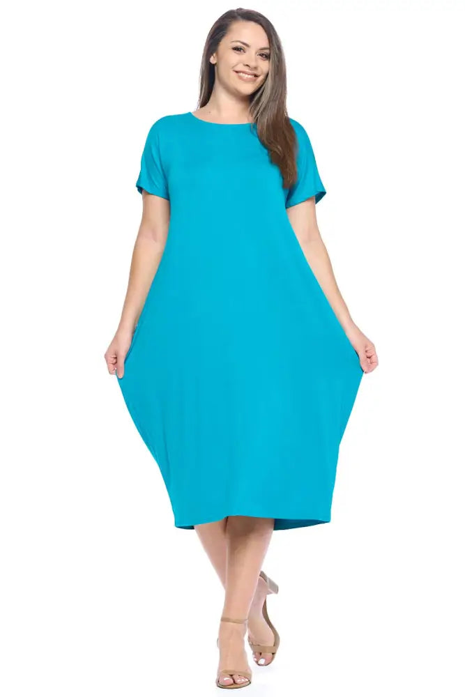 Navy Plus Size Cocoon Maxi Dress with Dolman Sleeves - Women > Dresses