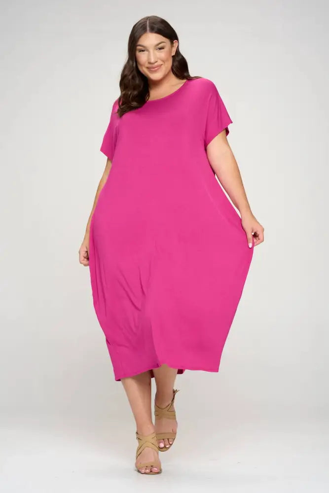 Navy Plus Size Cocoon Maxi Dress with Dolman Sleeves - Women > Dresses