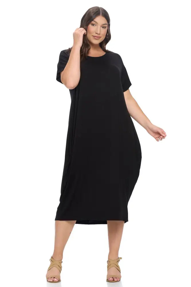 Navy Plus Size Cocoon Maxi Dress with Dolman Sleeves - Women > Dresses