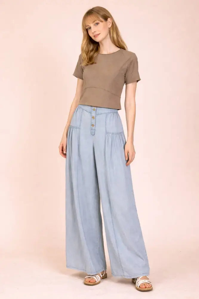 NT12507-Mineral Washed Knit Fitted Casual Crop Top: MOCHA / S-M-L/2-2-2