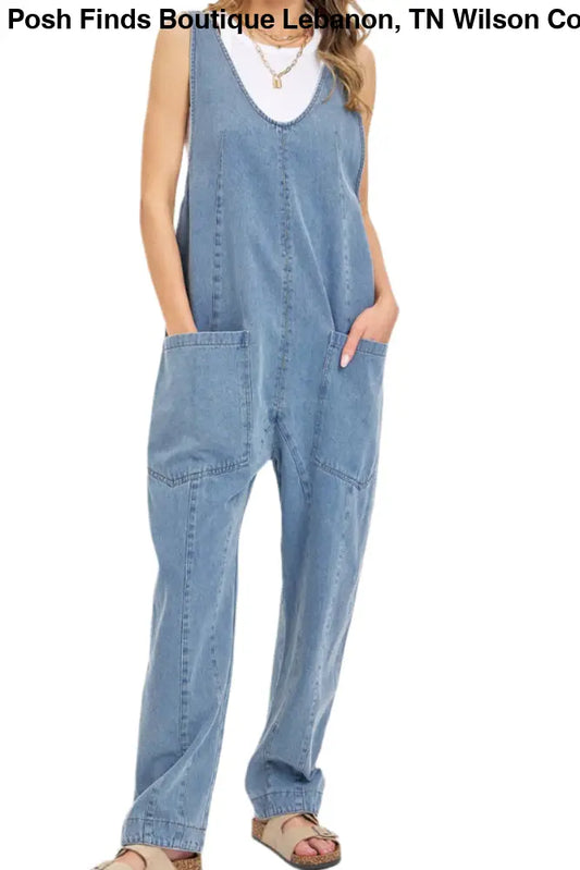 ONE-AND-DONE DENIM JUMPSUIT - Posh Finds