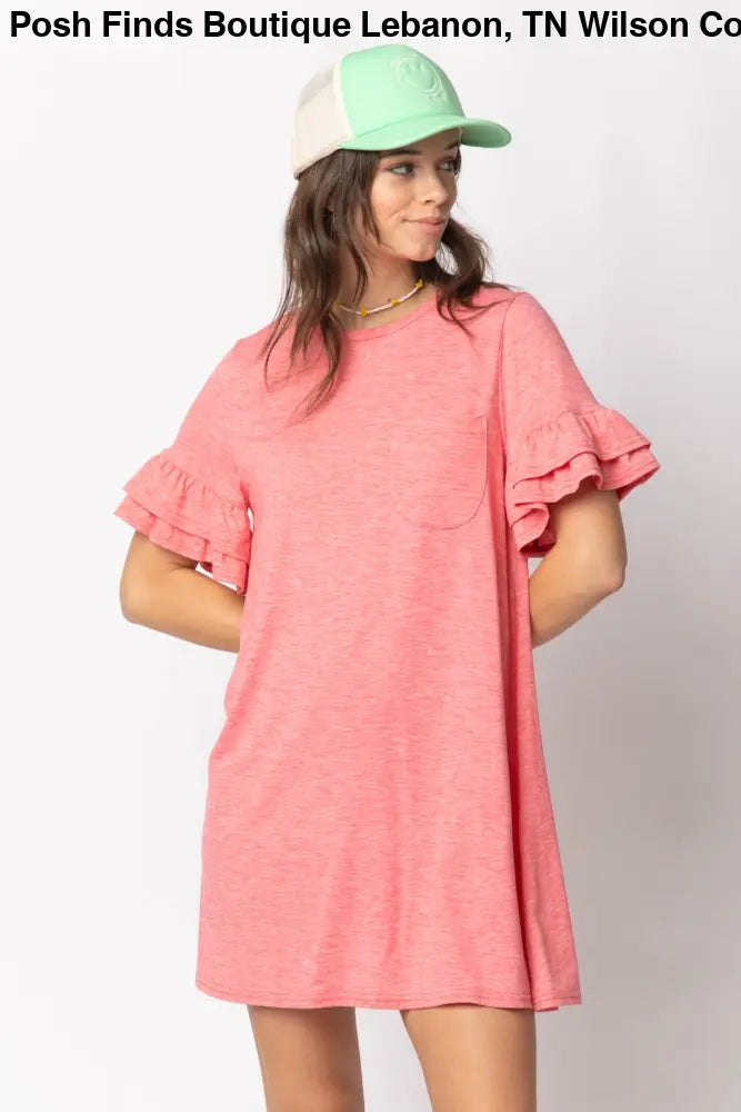 Orange French Terry Pocket Tee Shirt Dress - Women > Dresses