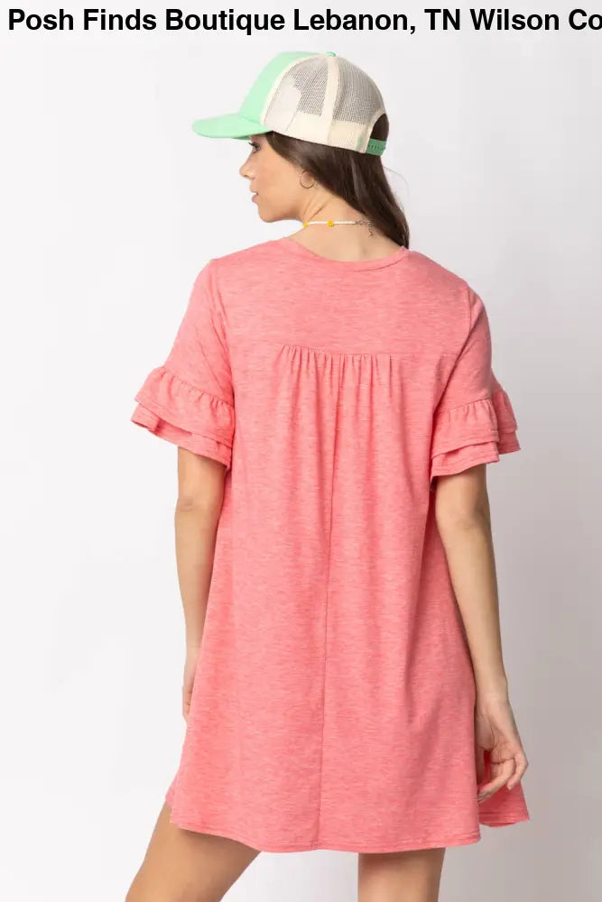 Orange French Terry Pocket Tee Shirt Dress - Women > Dresses