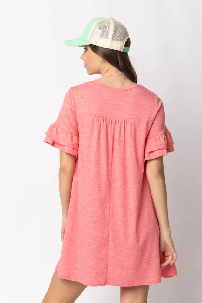 Orange French Terry Pocket Tee Shirt Dress - Women > Dresses