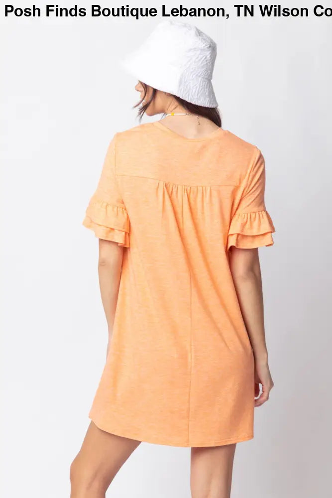 Orange French Terry Pocket Tee Shirt Dress - Women > Dresses