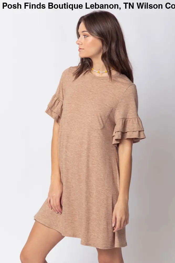 Orange French Terry Pocket Tee Shirt Dress - Women > Dresses