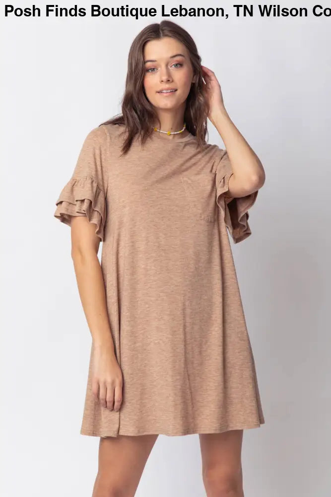 Orange French Terry Pocket Tee Shirt Dress - Women > Dresses