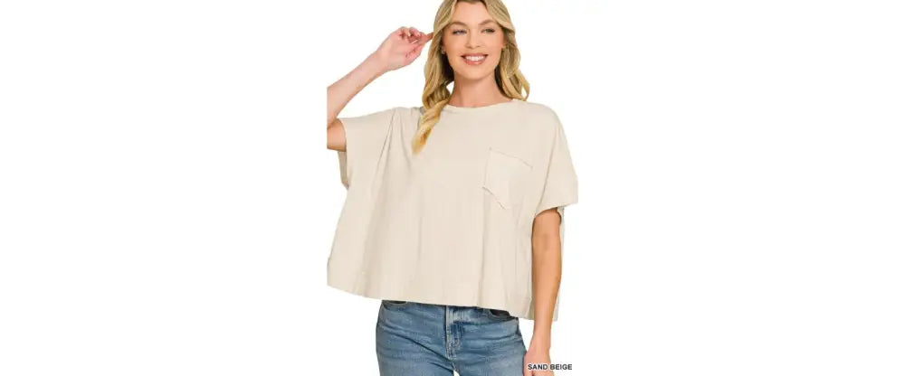 Oversized Boxy Top - Sand Beige / L-XL