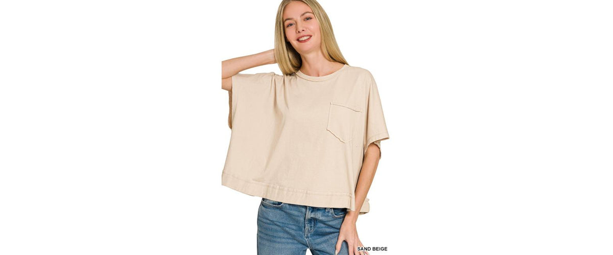 Oversized Boxy Top - Sand Beige / S-M