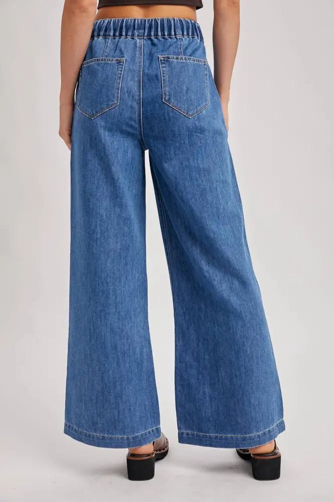 PAPER BAG WIDE LEG JEANS: LT.WASH - Posh Finds