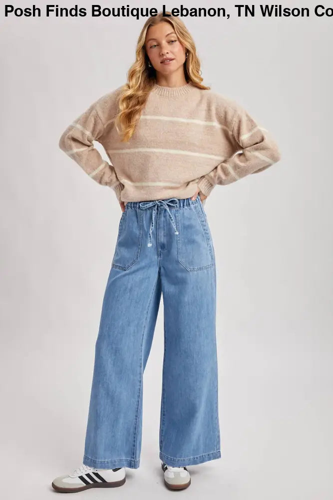PAPER BAG WIDE LEG JEANS: MED.WASH - Posh Finds