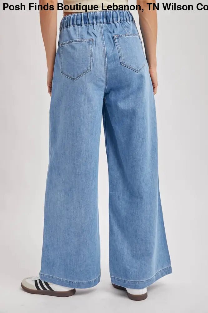 PAPER BAG WIDE LEG JEANS: MED.WASH - Posh Finds