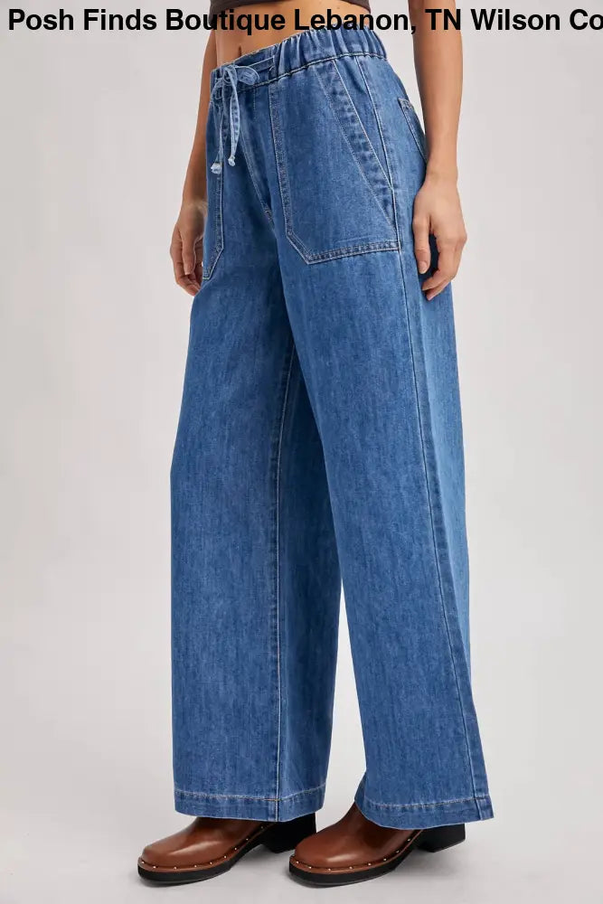 PAPER BAG WIDE LEG JEANS: MED.WASH - Posh Finds