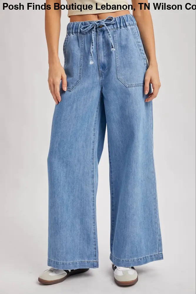 PAPER BAG WIDE LEG JEANS: MED.WASH - Posh Finds