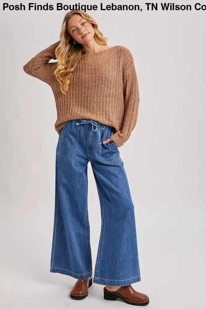 PAPER BAG WIDE LEG JEANS: MED.WASH - Posh Finds