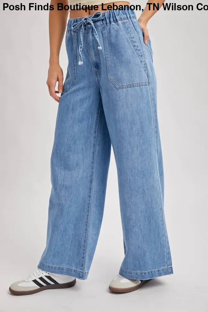 PAPER BAG WIDE LEG JEANS: MED.WASH - Posh Finds