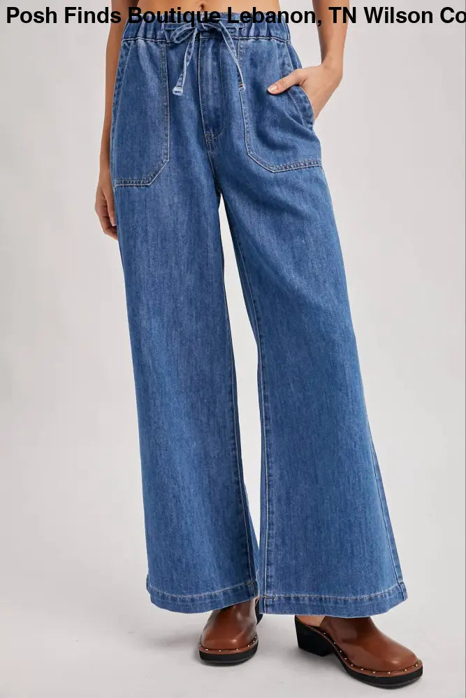 PAPER BAG WIDE LEG JEANS: MED.WASH - Posh Finds