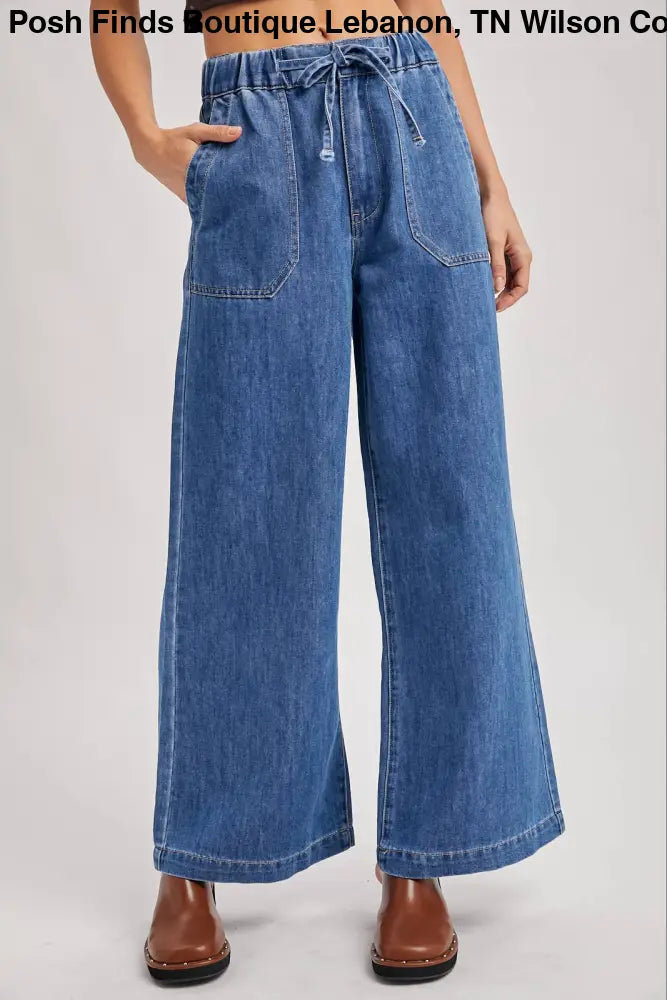 PAPER BAG WIDE LEG JEANS: MED.WASH - Posh Finds