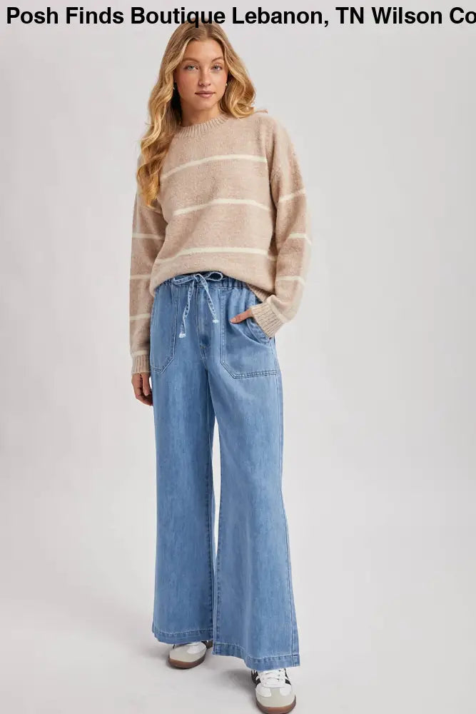 PAPER BAG WIDE LEG JEANS: MED.WASH - Posh Finds