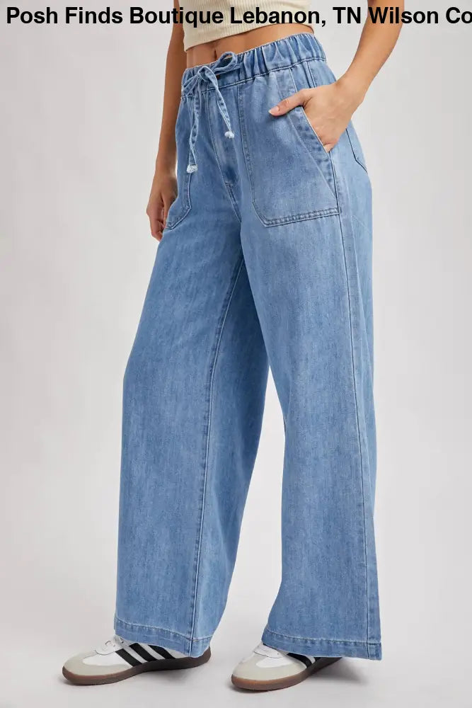 PAPER BAG WIDE LEG JEANS: MED.WASH - Posh Finds