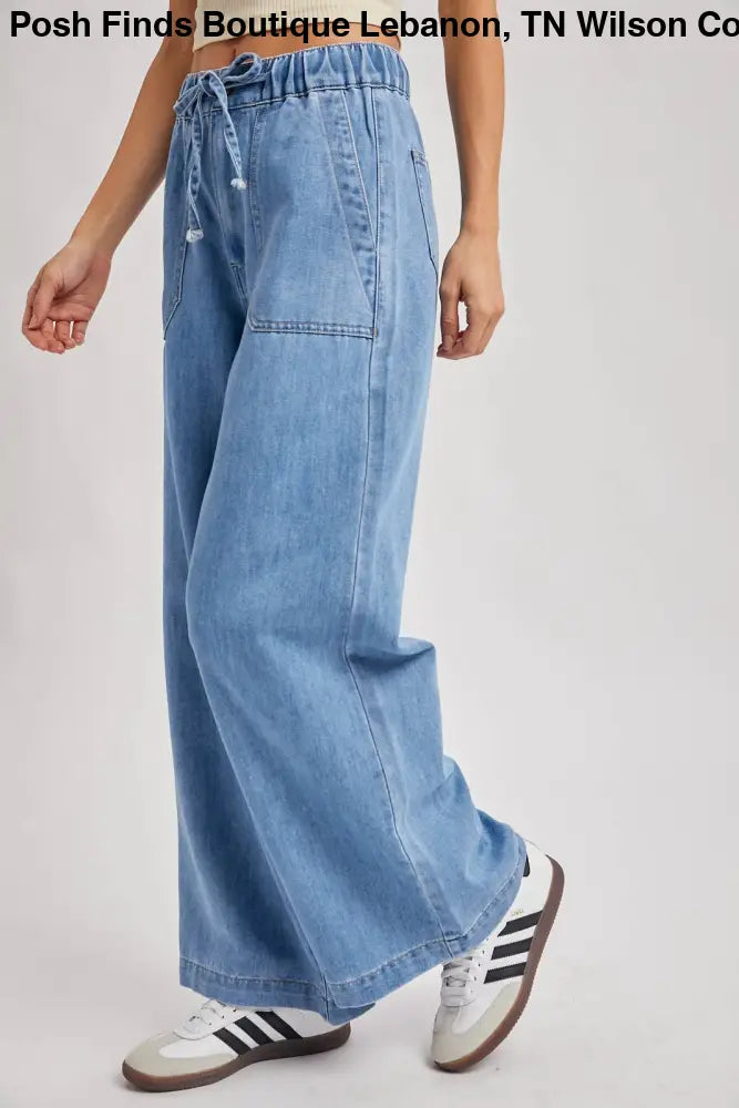 PAPER BAG WIDE LEG JEANS: MED.WASH - Posh Finds