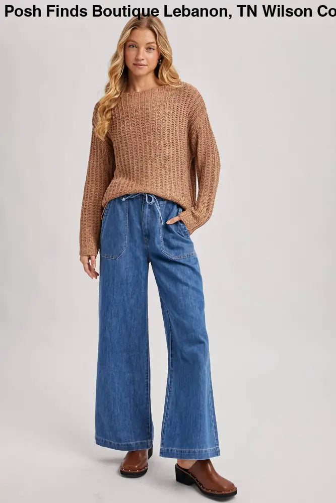 PAPER BAG WIDE LEG JEANS: MED.WASH - Posh Finds