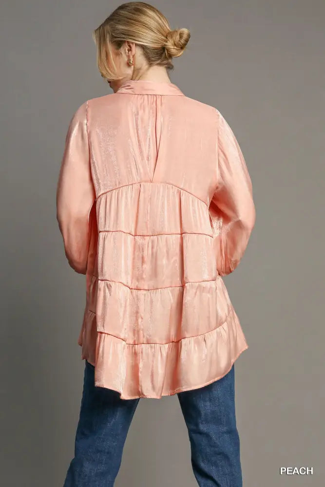 Peach Button Down Tunic Dress - Posh Finds