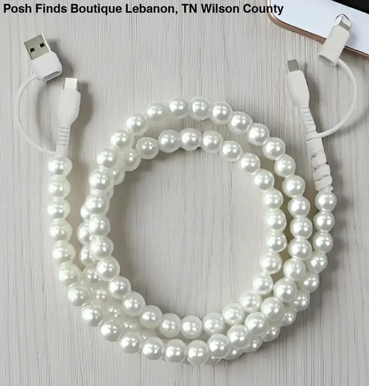 Pearl Beaded Cord Phone Charge - Posh Finds