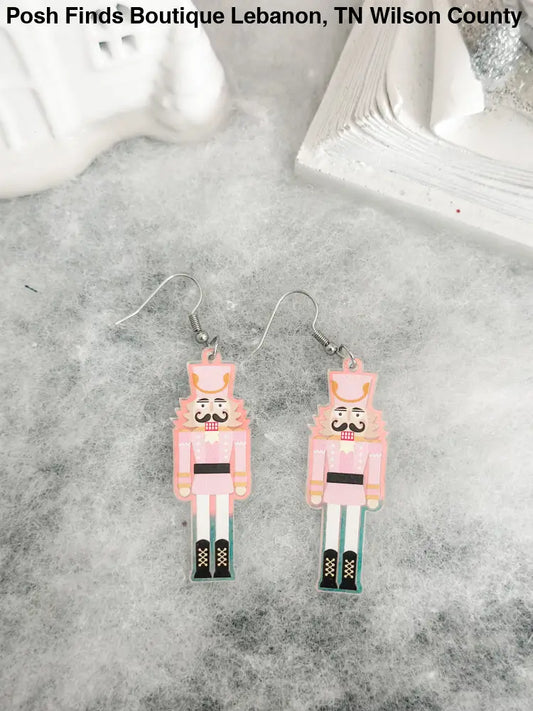 Pink Hologram Nutcracker Dangle Earrings - Posh Finds