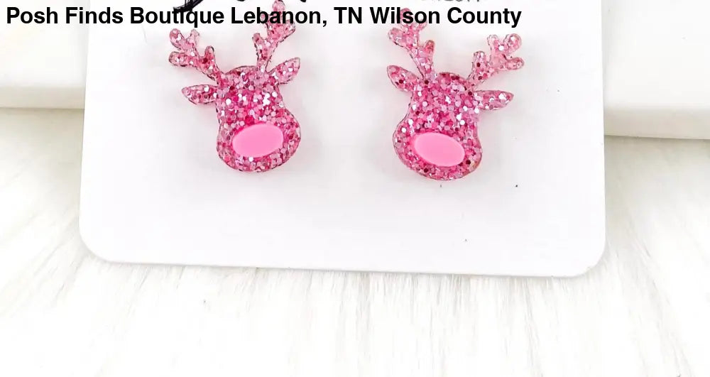 Pink Sparkle Reindeer Stud Earrings - Posh Finds