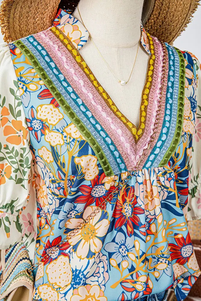 Plus Crochet Boho Half Sleeve Floral Blouse - Women > Tops