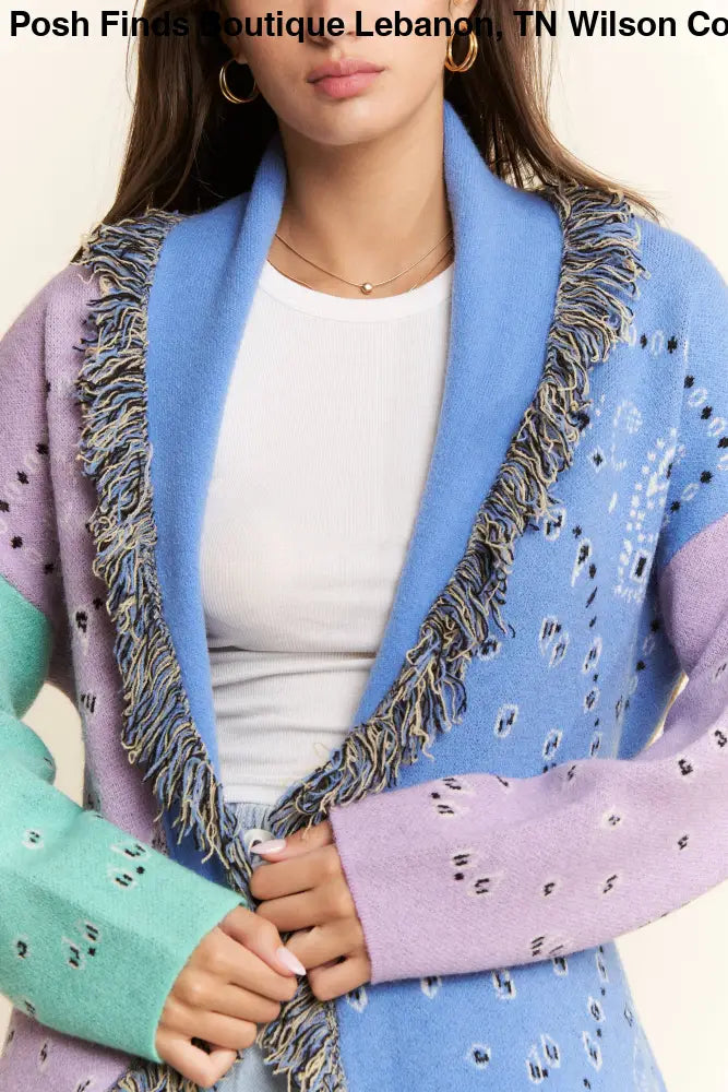 PLUS PAISLEY PRINT CONTRAST CARDIGAN - Posh Finds