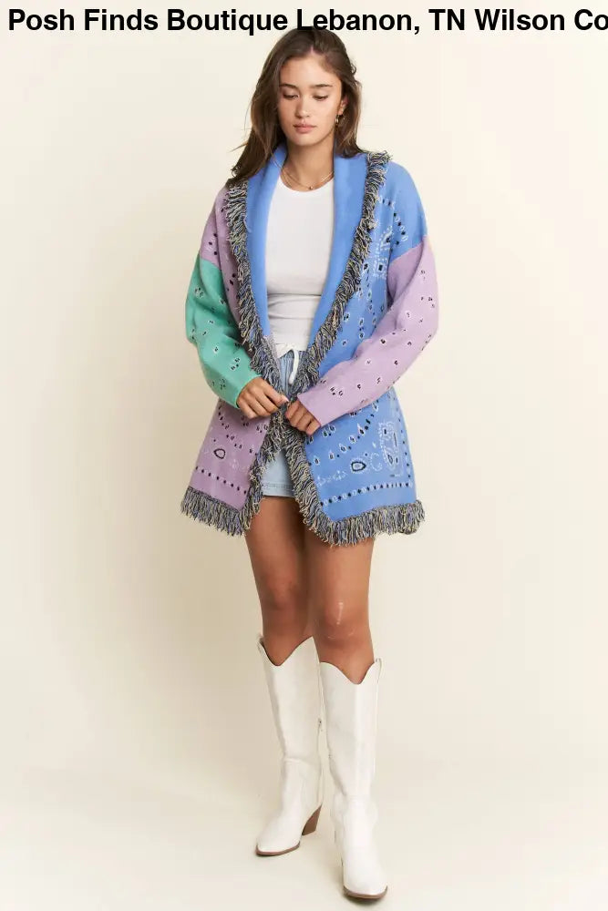 PLUS PAISLEY PRINT CONTRAST CARDIGAN - Posh Finds