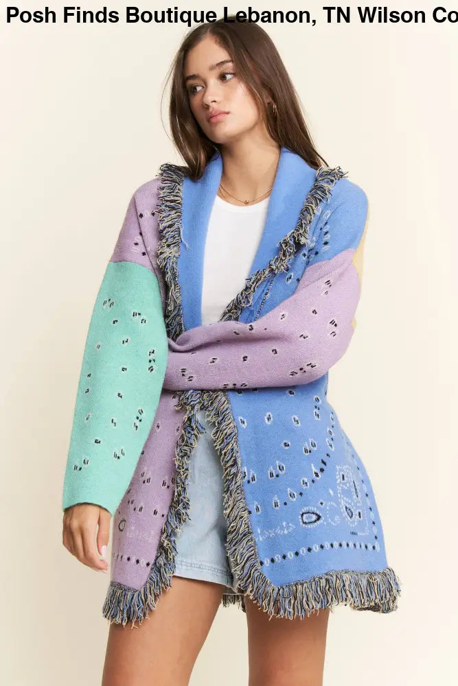 PLUS PAISLEY PRINT CONTRAST CARDIGAN - Posh Finds