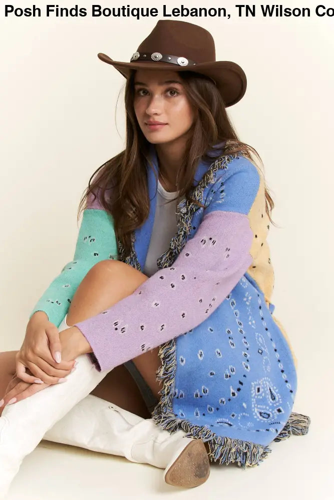 PLUS PAISLEY PRINT CONTRAST CARDIGAN - Posh Finds