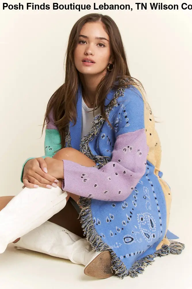 PLUS PAISLEY PRINT CONTRAST CARDIGAN - Posh Finds