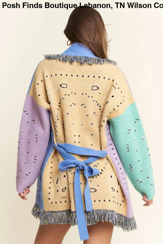 PLUS PAISLEY PRINT CONTRAST CARDIGAN - Posh Finds